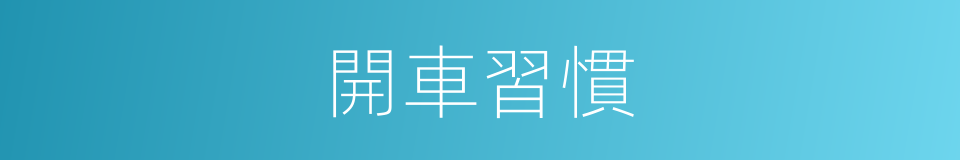 開車習慣的同義詞