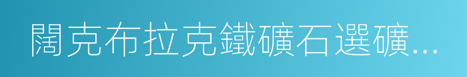 闊克布拉克鐵礦石選礦廠建設合同的同義詞