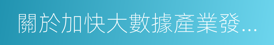 關於加快大數據產業發展應用若幹政策的意見的同義詞