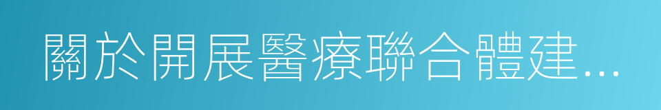 關於開展醫療聯合體建設試點工作的指導意見的同義詞