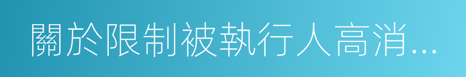 關於限制被執行人高消費的若幹規定的同義詞