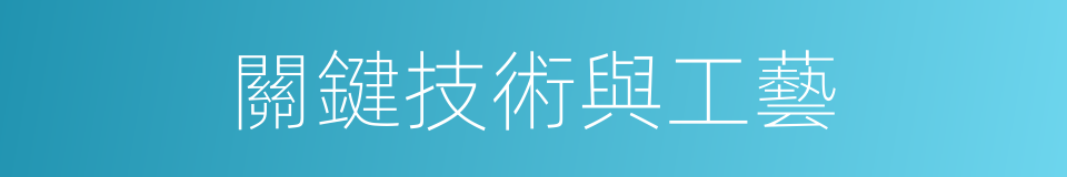 關鍵技術與工藝的同義詞