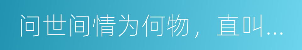 问世间情为何物，直叫人生死相许的同义词