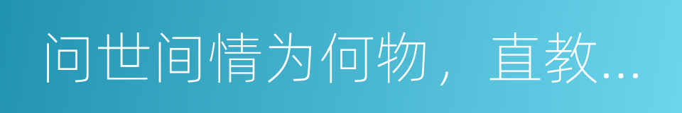 问世间情为何物，直教人生死相许的同义词