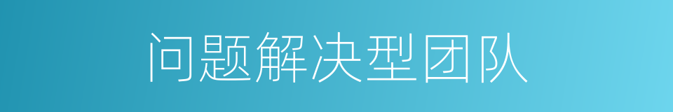 问题解决型团队的同义词