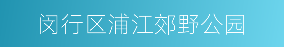 闵行区浦江郊野公园的同义词