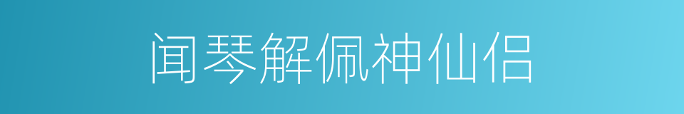 闻琴解佩神仙侣的同义词