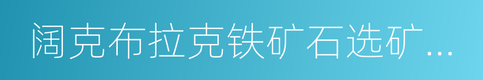 阔克布拉克铁矿石选矿厂建设合同的同义词