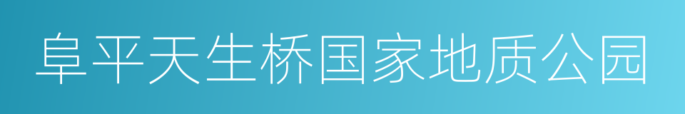 阜平天生桥国家地质公园的同义词