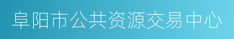 阜阳市公共资源交易中心的同义词