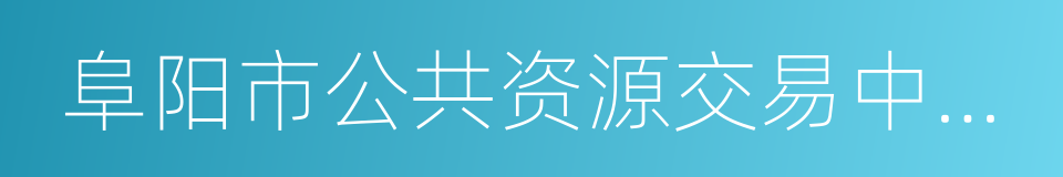 阜阳市公共资源交易中心网的同义词