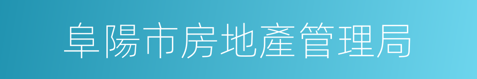 阜陽市房地產管理局的同義詞