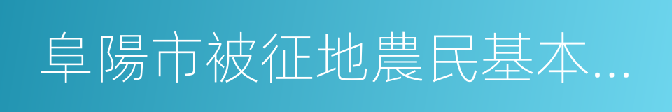 阜陽市被征地農民基本養老保險辦法的同義詞