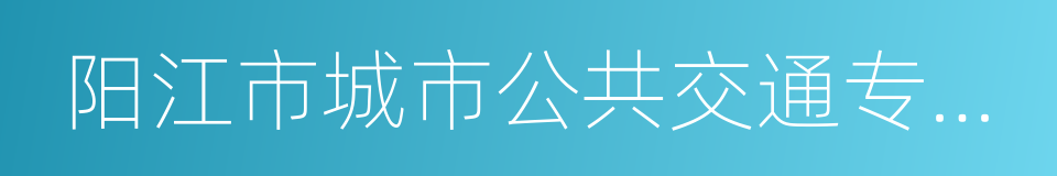 阳江市城市公共交通专项发展规划的同义词