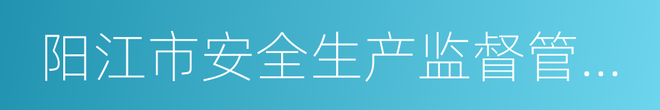 阳江市安全生产监督管理局的同义词