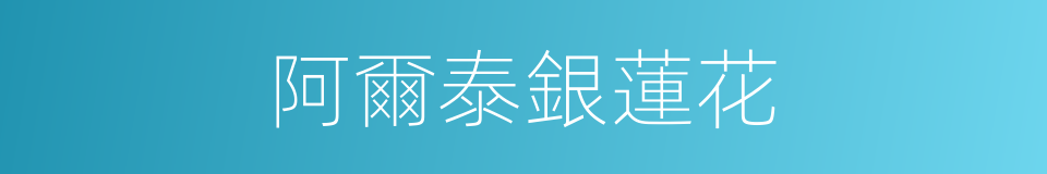 阿爾泰銀蓮花的同義詞