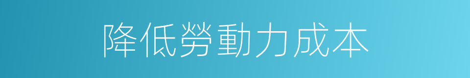 降低勞動力成本的同義詞