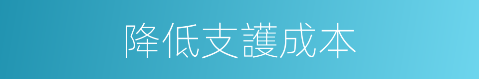 降低支護成本的同義詞