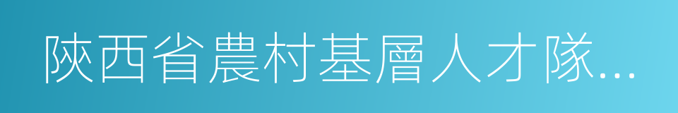 陝西省農村基層人才隊伍振興計劃的同義詞