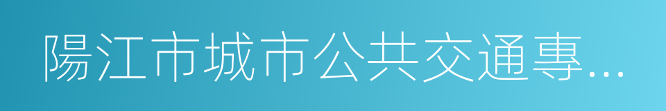 陽江市城市公共交通專項發展規劃的同義詞