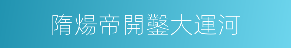 隋煬帝開鑿大運河的同義詞