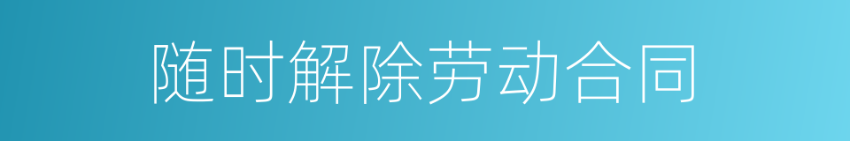 随时解除劳动合同的同义词