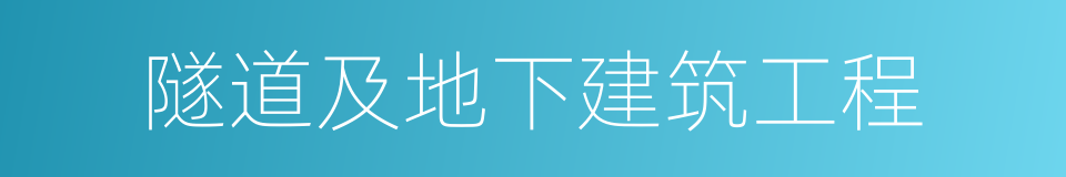 隧道及地下建筑工程的同义词