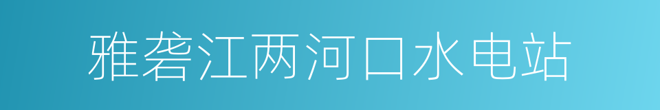 雅砻江两河口水电站的同义词