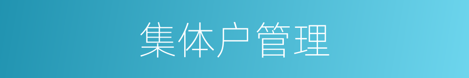 集体户管理的同义词