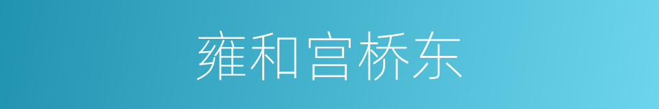 雍和宫桥东的同义词