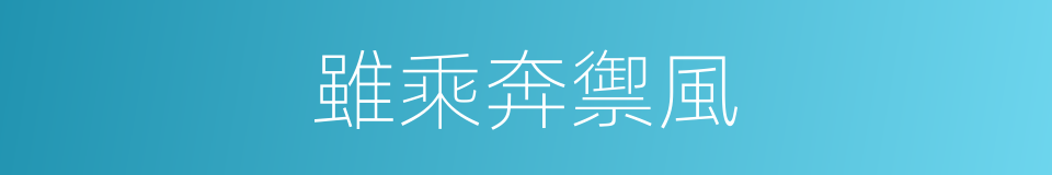 雖乘奔禦風的同義詞