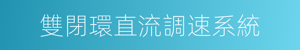 雙閉環直流調速系統的同義詞