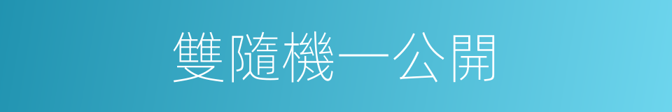 雙隨機一公開的同義詞