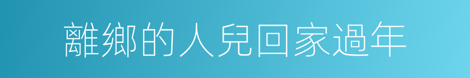 離鄉的人兒回家過年的同義詞