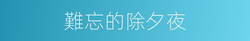 難忘的除夕夜的同義詞