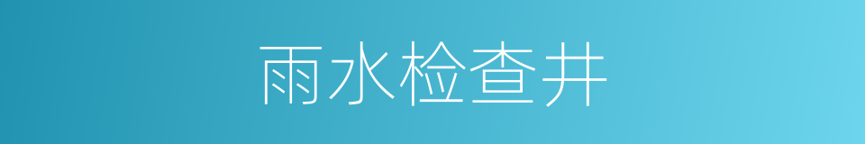 雨水检查井的同义词