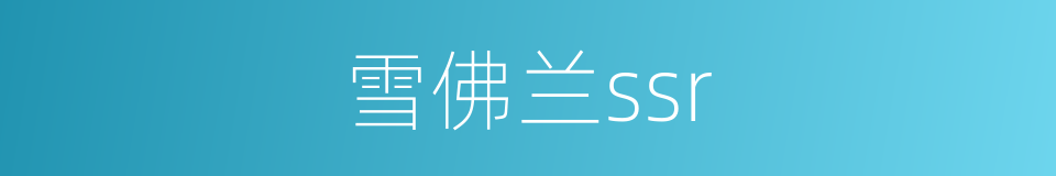 雪佛兰ssr的同义词
