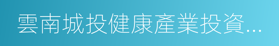 雲南城投健康產業投資有限公司的同義詞