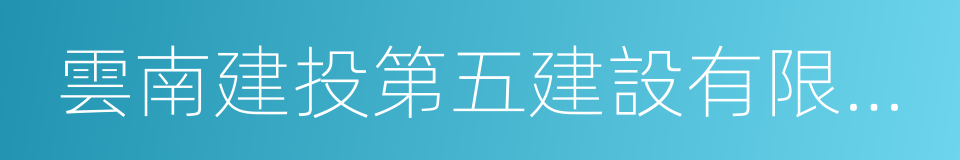 雲南建投第五建設有限公司的意思