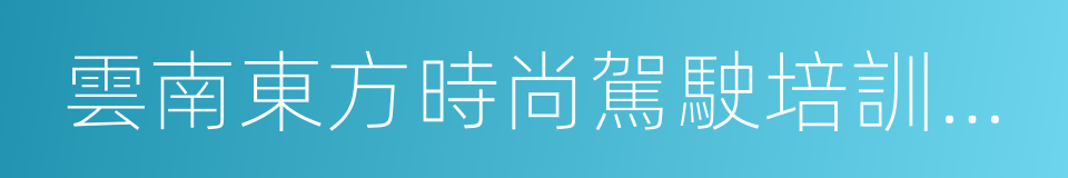 雲南東方時尚駕駛培訓有限公司的同義詞