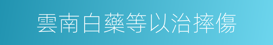 雲南白藥等以治摔傷的同義詞