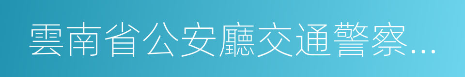 雲南省公安廳交通警察總隊的同義詞