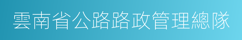 雲南省公路路政管理總隊的同義詞