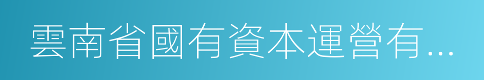 雲南省國有資本運營有限公司的同義詞