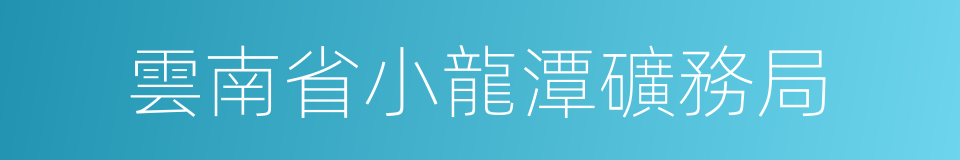 雲南省小龍潭礦務局的同義詞