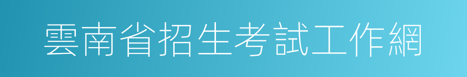 雲南省招生考試工作網的同義詞