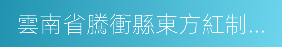 雲南省騰衝縣東方紅制藥有限責任公司的同義詞