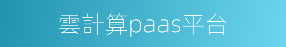 雲計算paas平台的同義詞