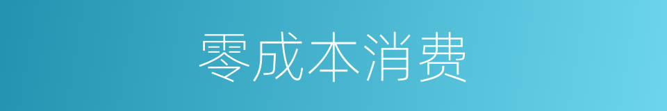 零成本消费的同义词