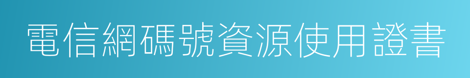 電信網碼號資源使用證書的同義詞